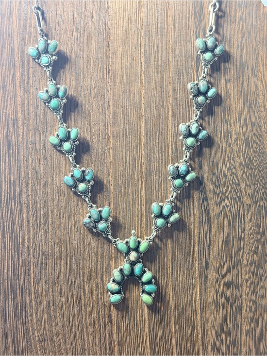 federico jimenez Jewelry - Federico Jimenez Turquoise Cluster Squash Blossom Necklace - Carico Lake